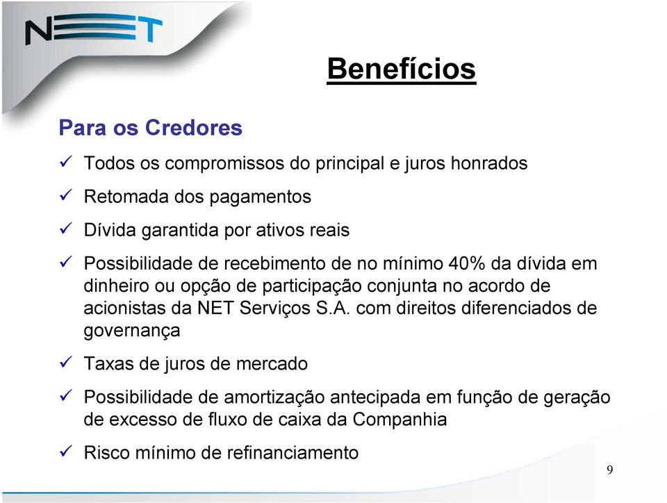 acordo de acionistas da NET Serviços S.A.