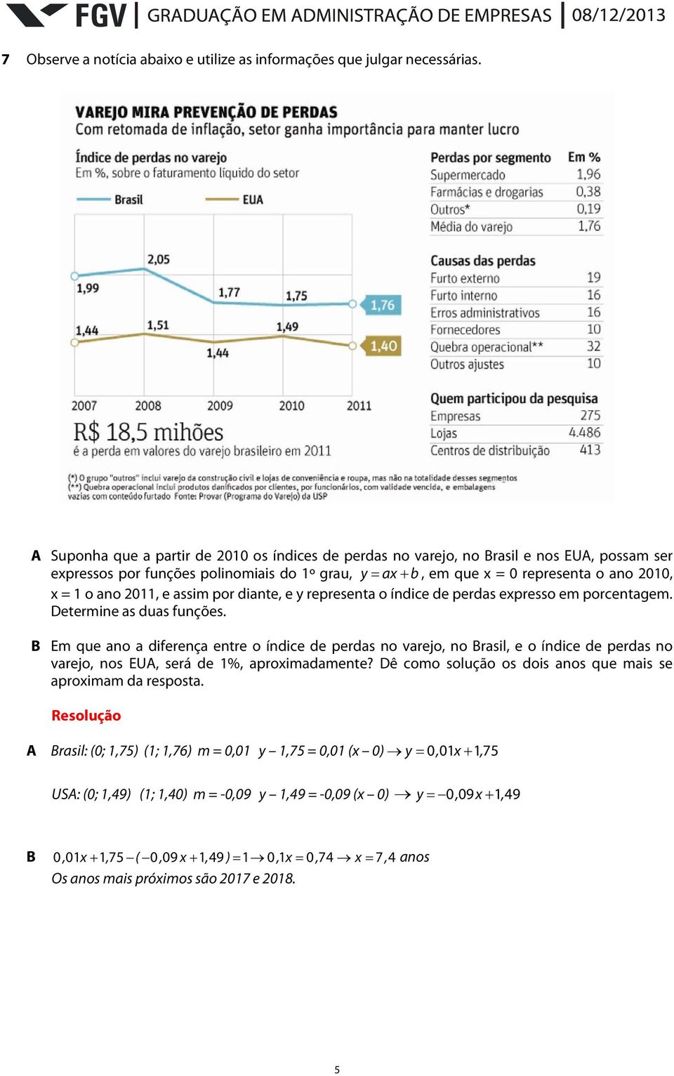 ssim por dinte, e y represent o índice de perds expresso em porcentgem. Determine s dus funções.