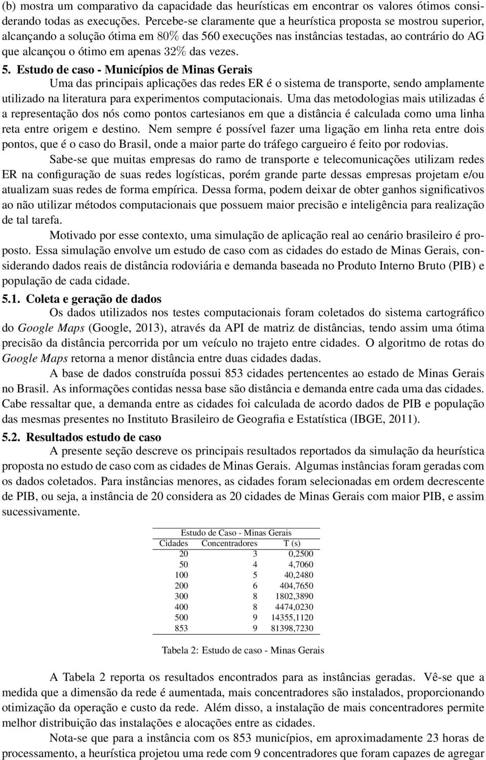 das vezes.. Estudo de caso - Municípios de Minas Gerais Uma das principais aplicações das redes ER é o sistema de transporte, sendo amplamente utilizado na literatura para experimentos computacionais.