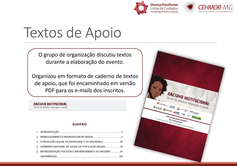 Organizou em formato de caderno de textos de