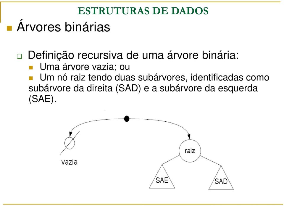 tendo duas subárvores, identificadas como