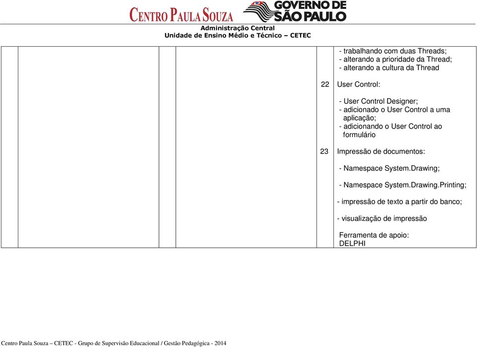 Control ao formulário 23 Impressão de documentos: - Namespace System.Drawing;