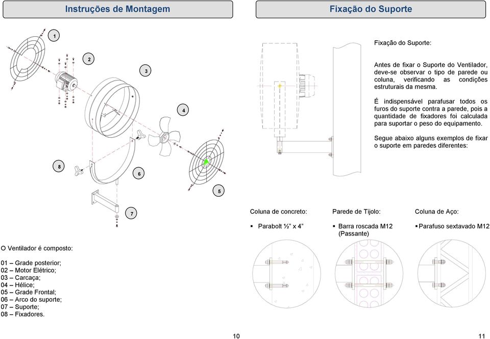 4 É indispensável parafusar todos os furos do suporte contra a parede, pois a quantidade de fixadores foi calculada para suportar o peso do equipamento.