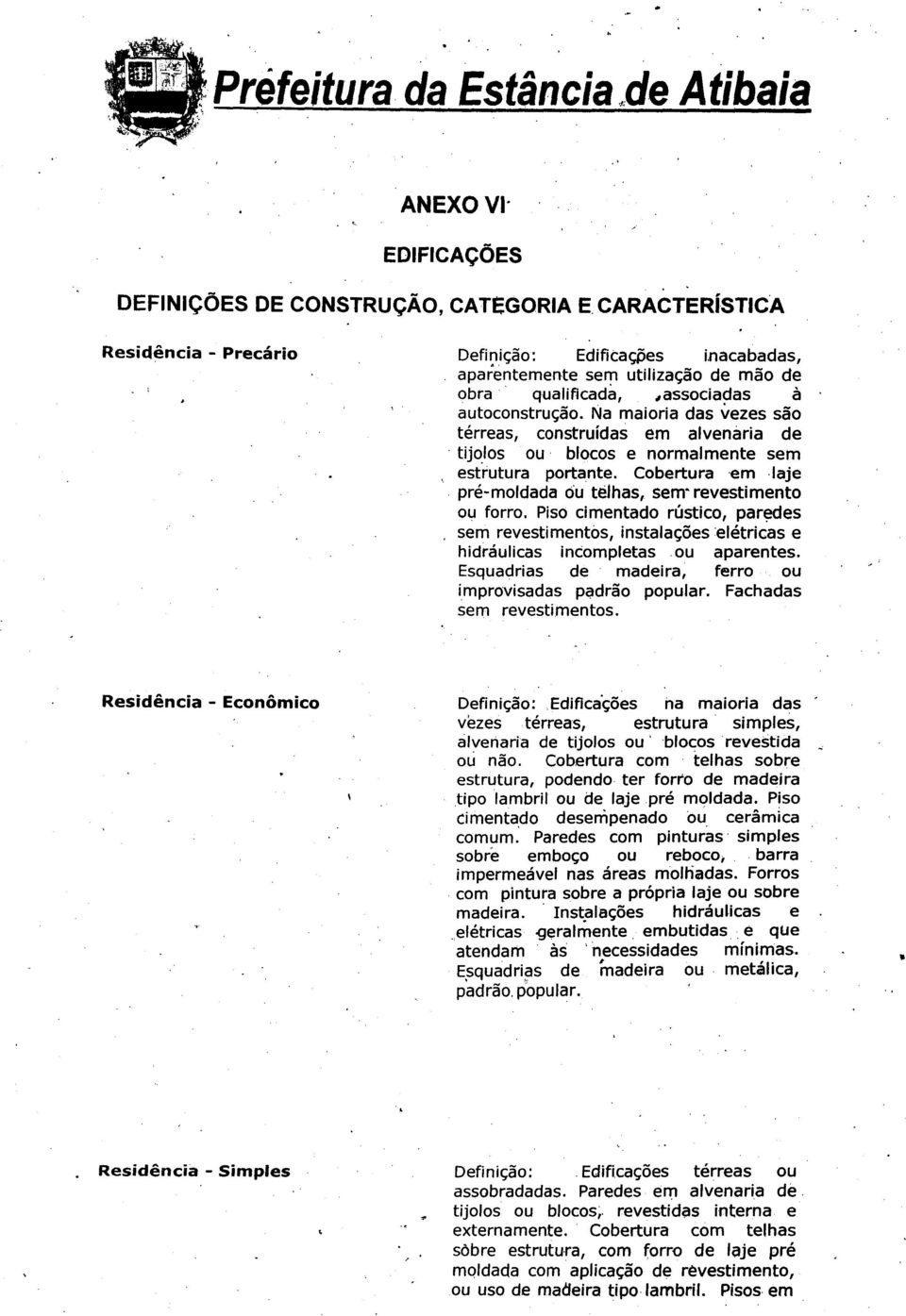 Na maioria das vezes sac, terreas, construidas em alvenaria de tijolos ou blocos e normalmente sem estrutura portante. Cobertura em laje pre-moldada du telhas, sem- revestimento ou forro.