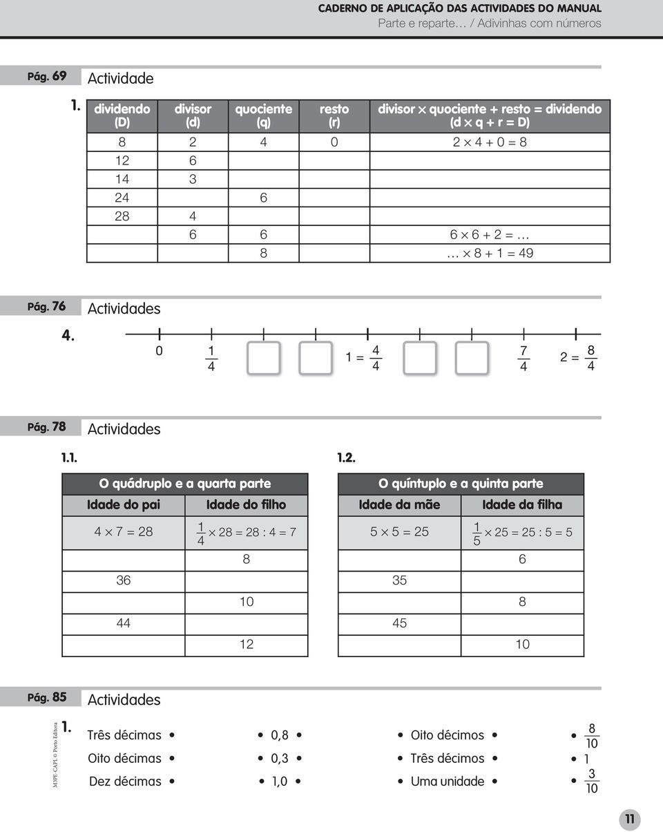 1 3 2 6 28 6 6 6 * 6 + 2 = 8 * 8 + 1 = 9 Pág. 76. 0 1 1 = 7 2 = 8 Pág.