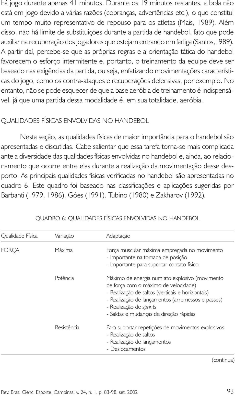 Além disso, não há limite de substituições durante a partida de handebol, fato que pode auxiliar na recuperação dos jogadores que estejam entrando em fadiga (Santos,1989).