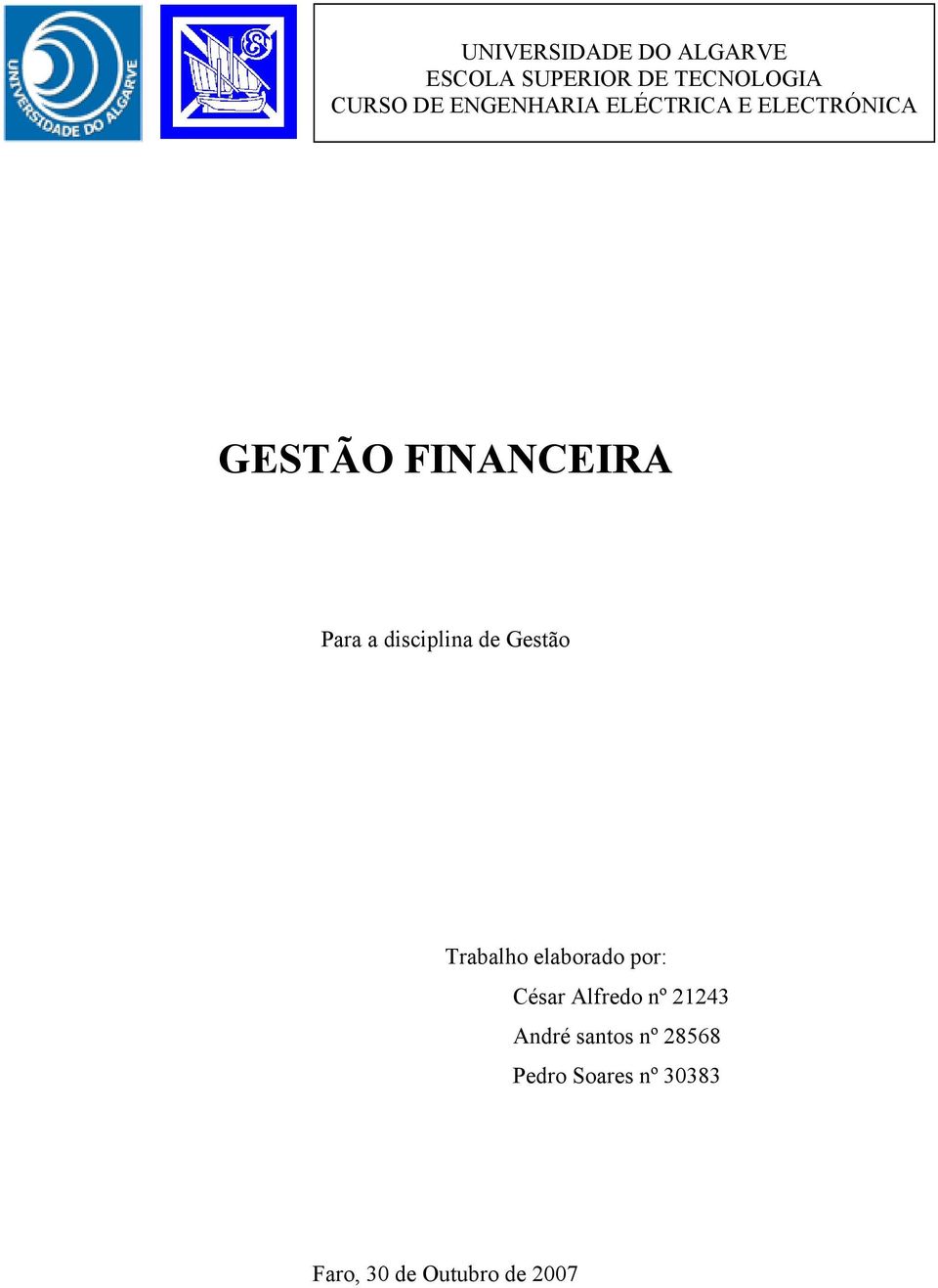 disciplina de Trabalho elaborado por: César Alfredo nº 21243