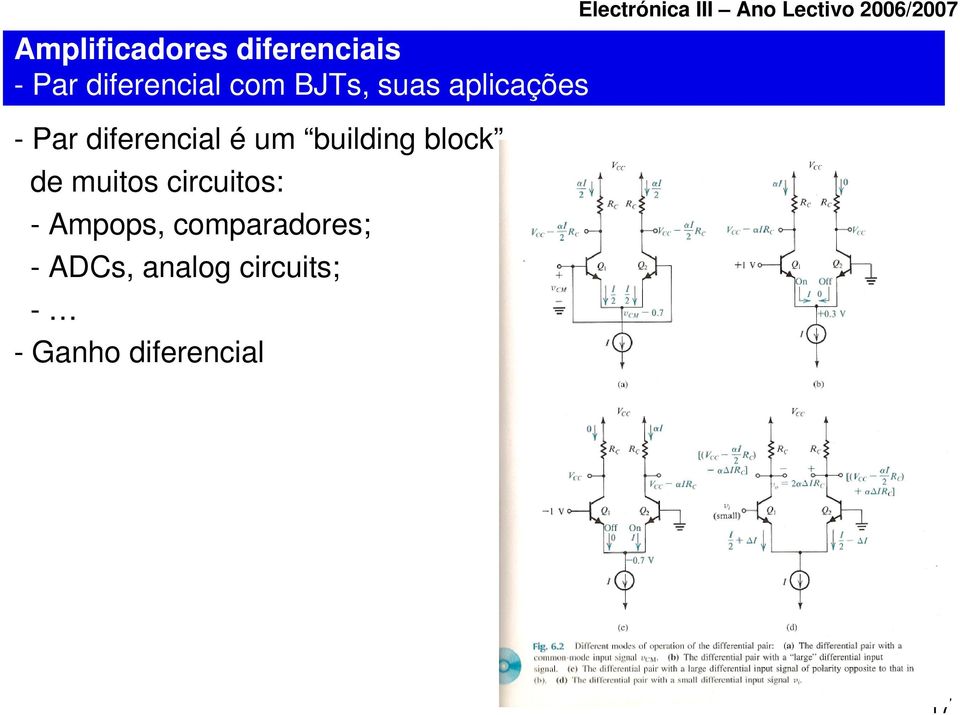 building block de muitos circuitos: - Ampops,