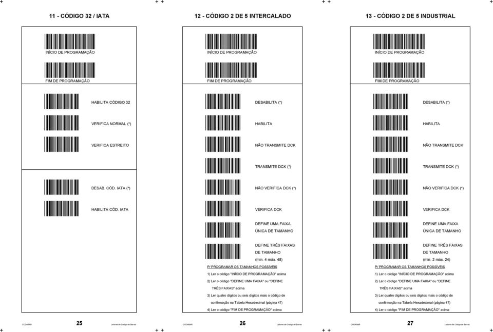 IATA VERIFICA DCK VERIFICA DCK DEFINE UMA FAIXA ÚNICA DE TAMANHO DEFINE UMA FAIXA ÚNICA DE TAMANHO DEFINE TRÊS FAIXAS DEFINE TRÊS FAIXAS DE TAMANHO DE TAMANHO (min. 4 máx. 48) (min. 2 máx.