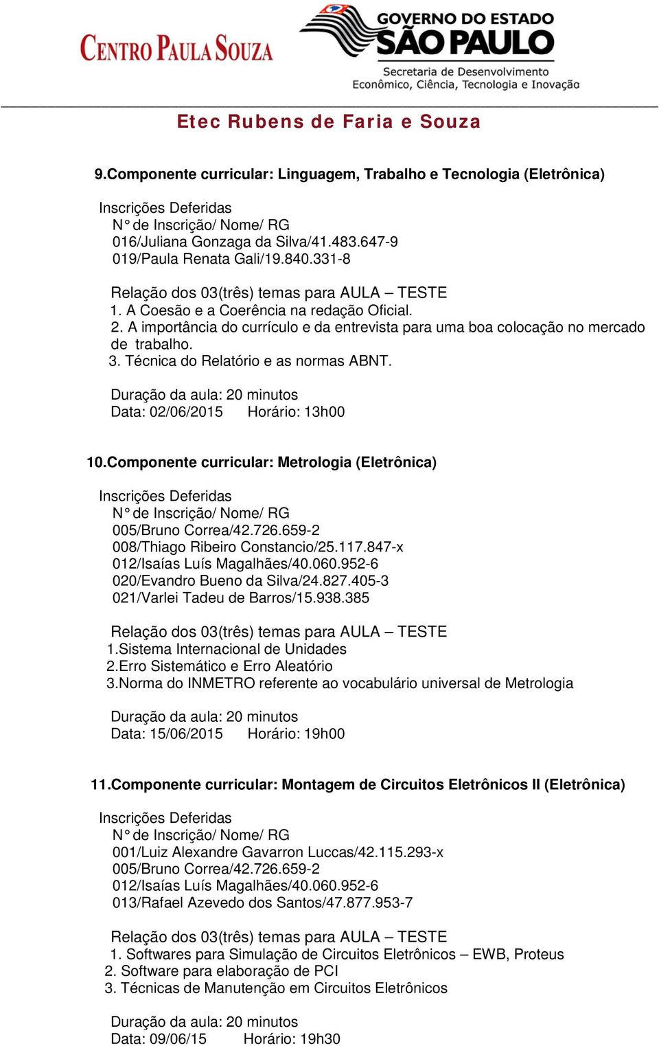 Componente curricular: Metrologia (Eletrônica) 020/Evandro Bueno da Silva/24.827.405-3 021/Varlei Tadeu de Barros/15.938.385 1.Sistema Internacional de Unidades 2.Erro Sistemático e Erro Aleatório 3.