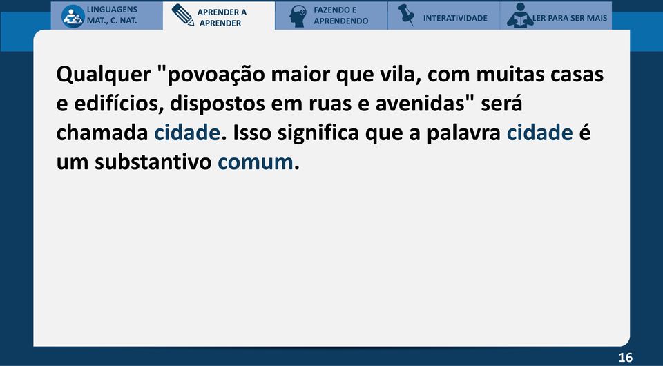 edifícios, dispostos em ruas e avenidas" será chamada