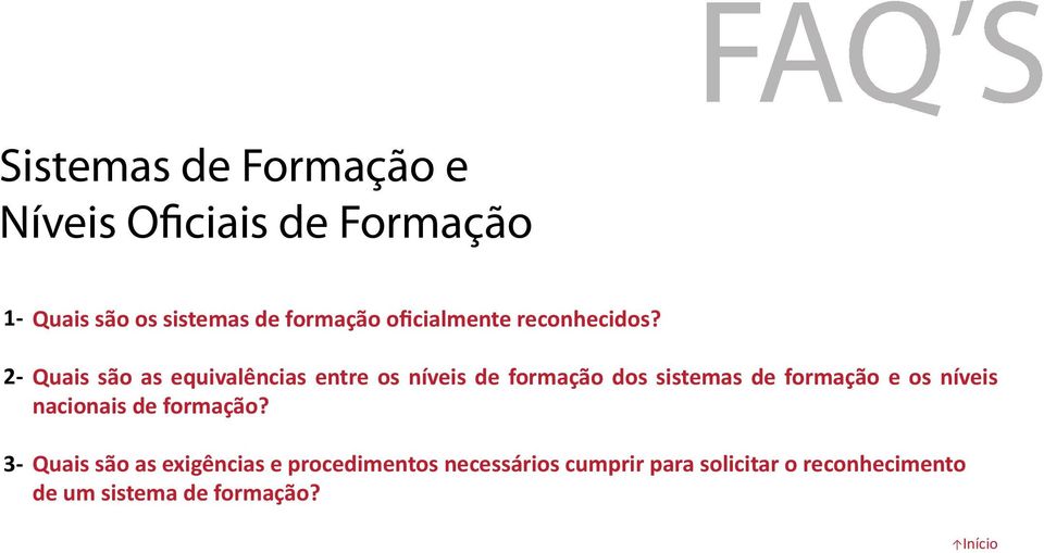 Quais são as equivalências entre os níveis de formação dos sistemas de formação e os