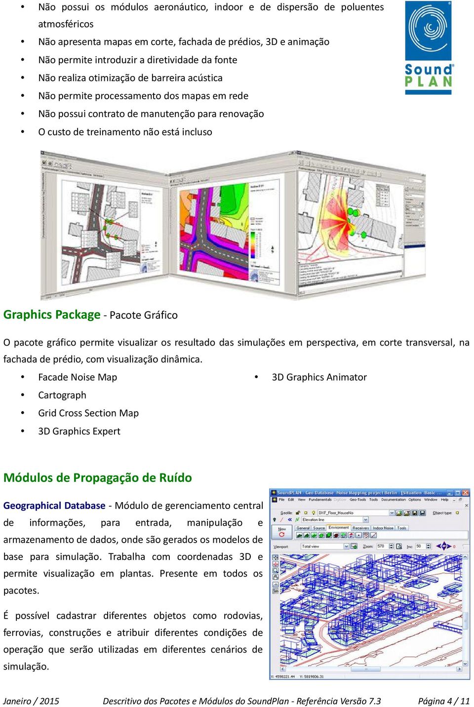 Gráfico O pacote gráfico permite visualizar os resultado das simulações em perspectiva, em corte transversal, na fachada de prédio, com visualização dinâmica.