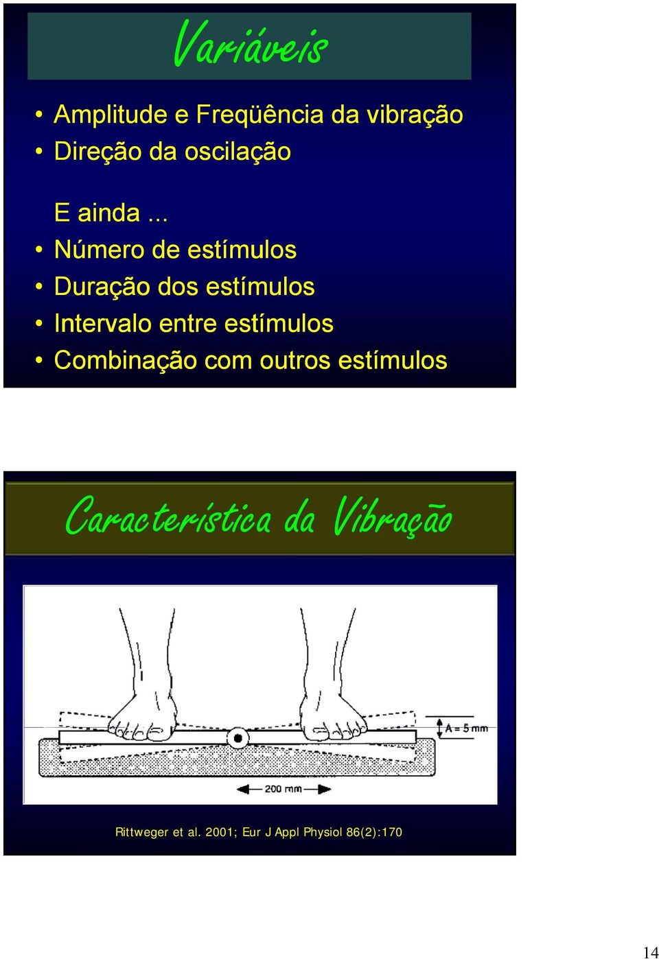 .. Número de estímulos Duração dos estímulos Intervalo entre