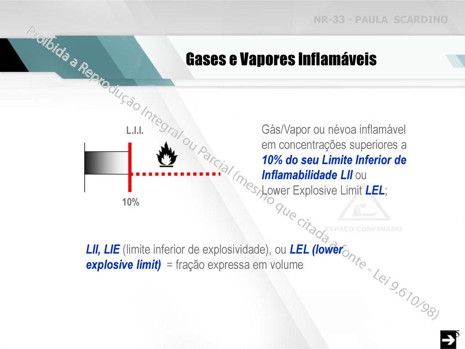 I. 10% Gás/Vapor ou névoa inflamável em concentrações superiores a 10%