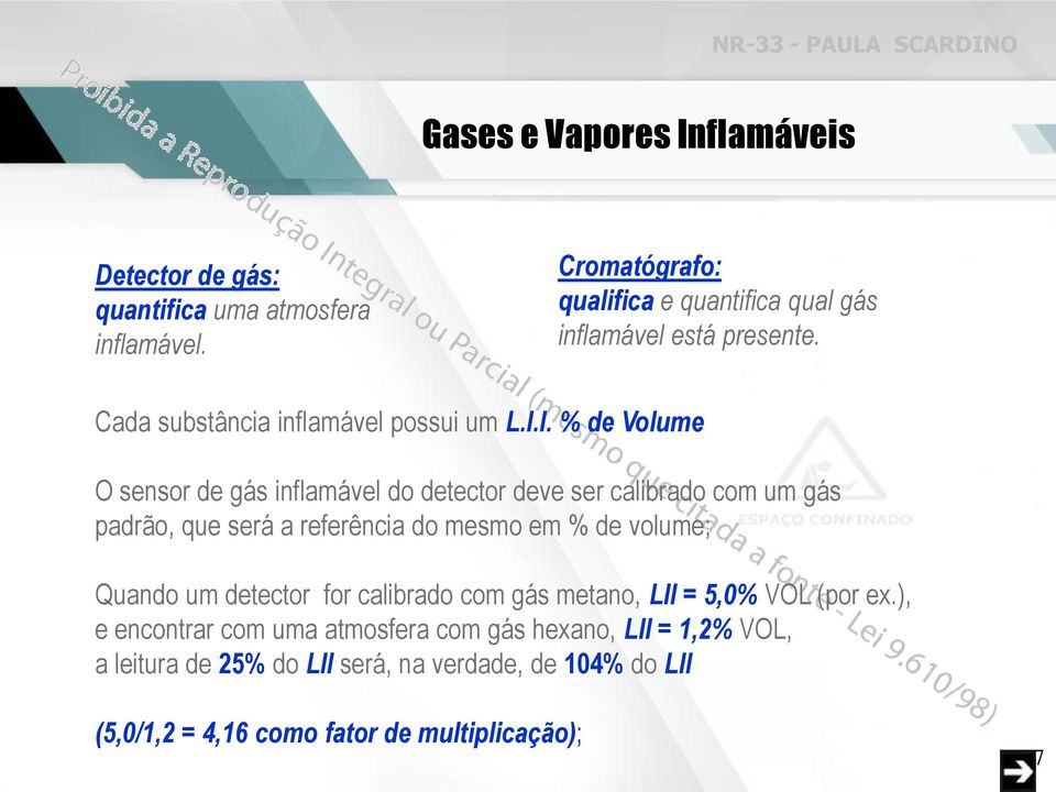 I. % de Volume O sensor de gás inflamável do detector deve ser calibrado com um gás padrão, que será a referência do mesmo em % de volume; 64