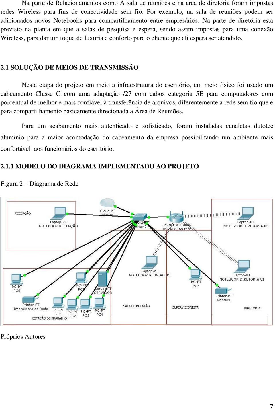 Na parte de diretória esta previsto na planta em que a salas de pesquisa e espera, sendo assim impostas para uma conexão Wireless, para dar um toque de luxuria e conforto para o cliente que ali