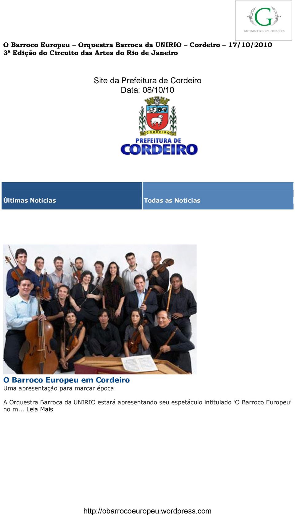 para marcar época A Orquestra Barroca da UNIRIO estará