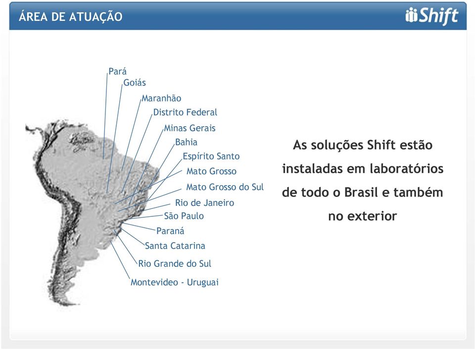 Catarina Mato Grosso As soluções Shift estão instaladas em laboratórios