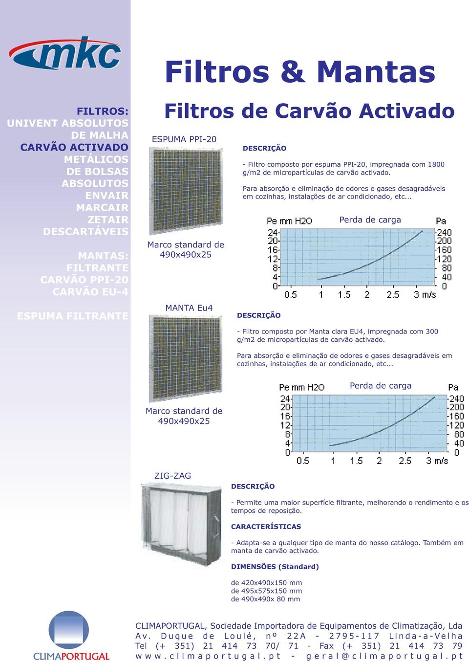 .. DESCRIÇÃO - Filtro composto por Manta clara EU4, impregnada com 300 g/m2 de micropartículas de carvão activado.