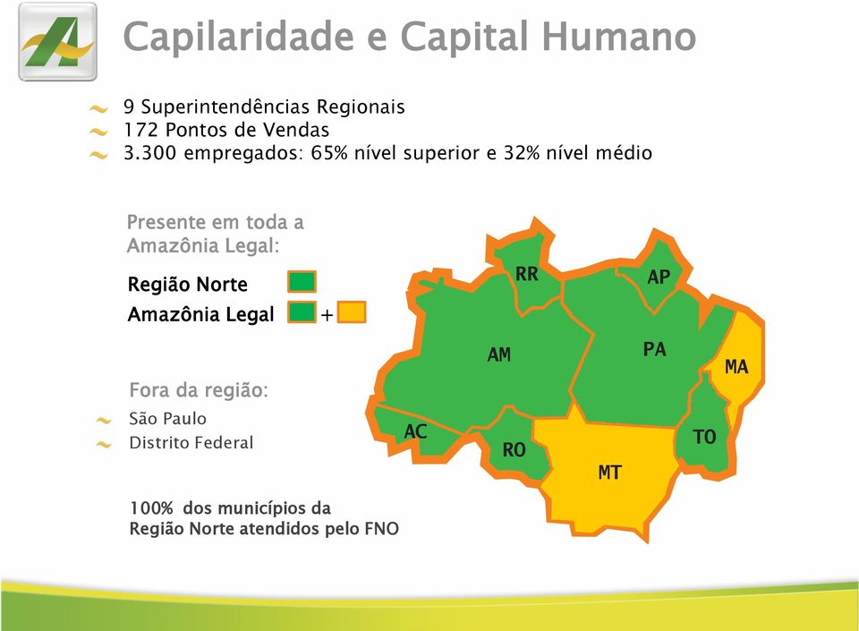 Amazônia Legal: Região Norte Amazônia Legal + RR AP Fora da região: AM PA MA São