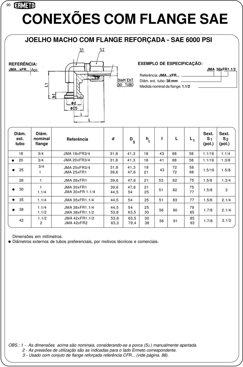 / JMA 3xFR./,./ JMA 3xFR./ 3, 3,./ JMA xfr./ 3, 3, JMA xfr 3,3 79, 3 90 79../ 9 93../ Diâmetros externos de s preferenciais, por motivos técnicos e comerciais. OBS.