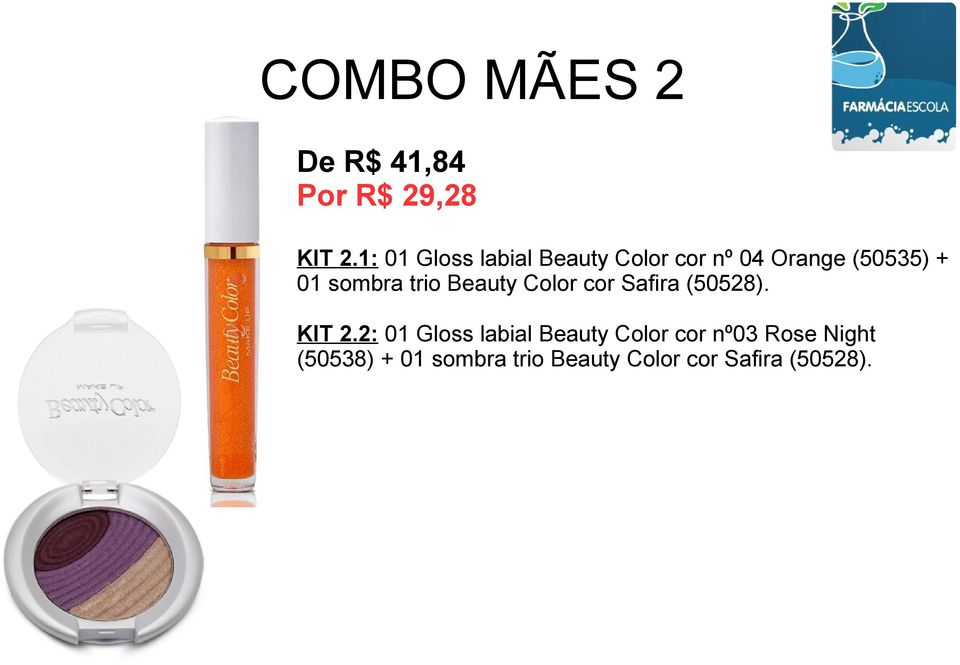 sombra trio Beauty Color cor Safira (50528). KIT 2.