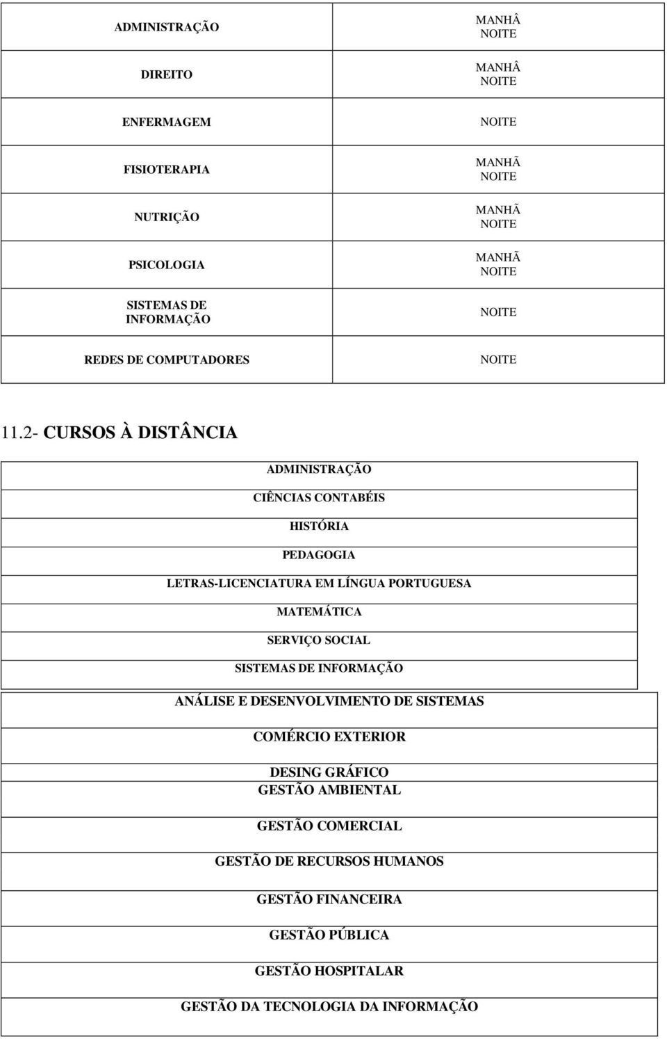 2- CURSOS À DISTÂNCIA ADMINISTRAÇÃO CIÊNCIAS CONTABÉIS HISTÓRIA PEDAGOGIA LETRAS-LICENCIATURA EM LÍNGUA PORTUGUESA MATEMÁTICA