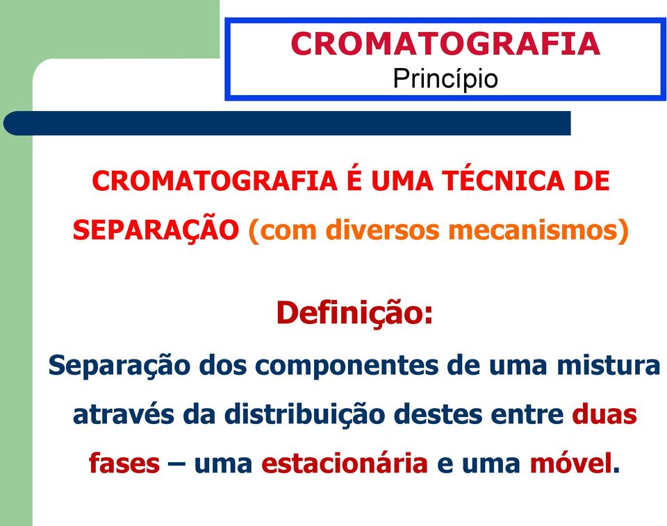 Separação dos componentes de uma mistura através da