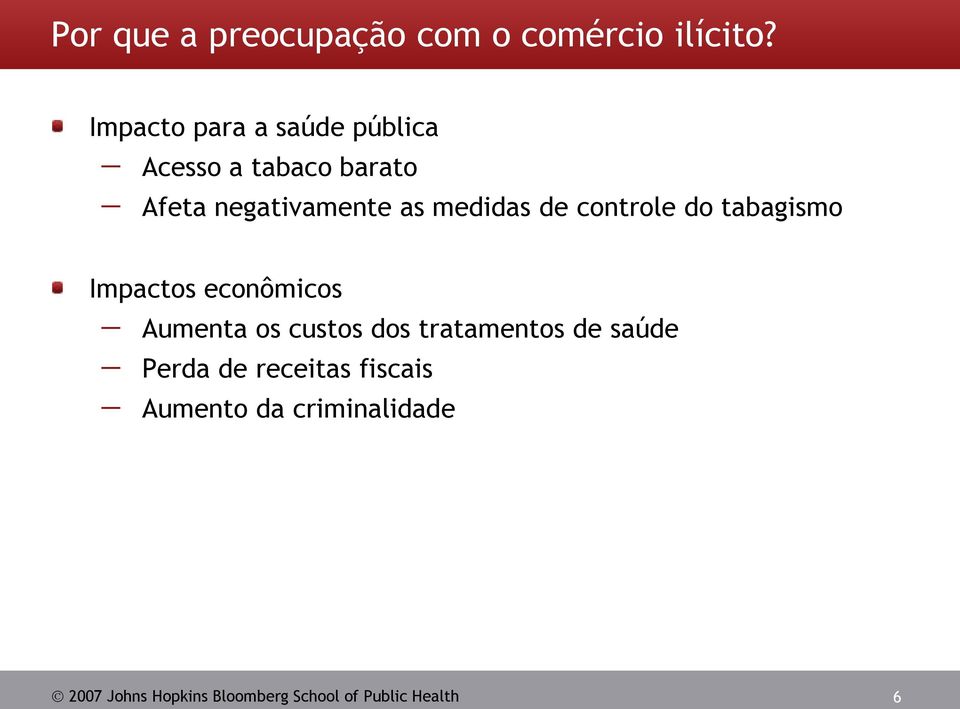 medidas de controle do tabagismo Impactos econômicos Aumenta os custos dos