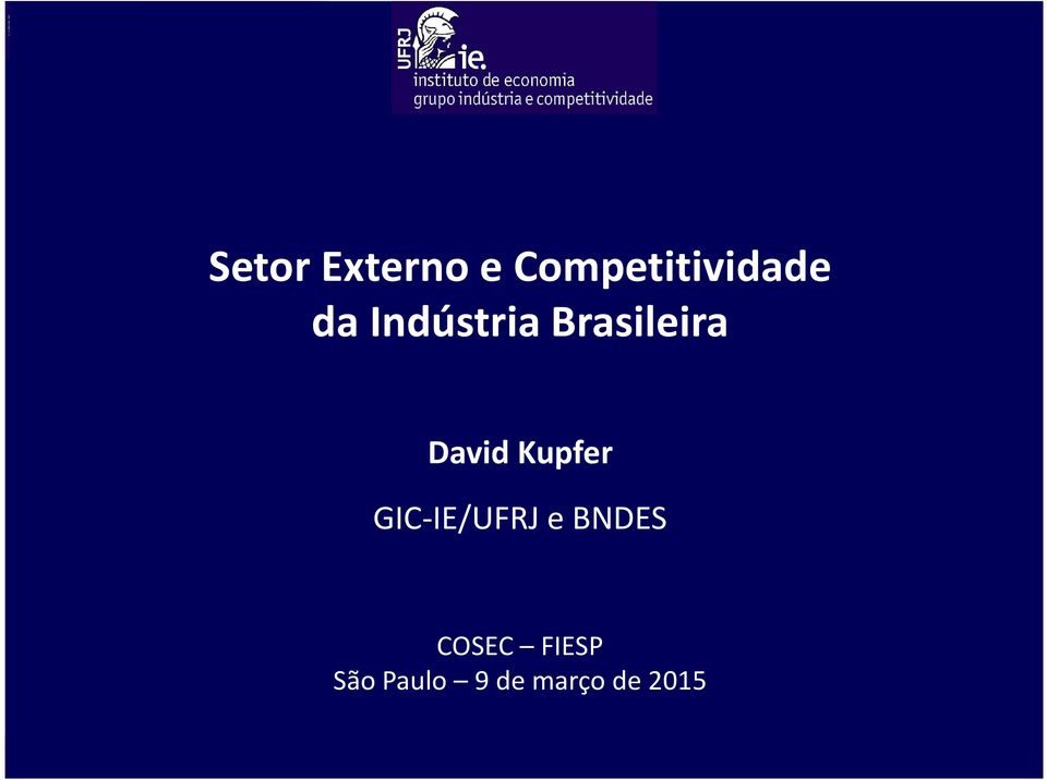 Kupfer GIC-IE/UFRJ e BNDES COSEC