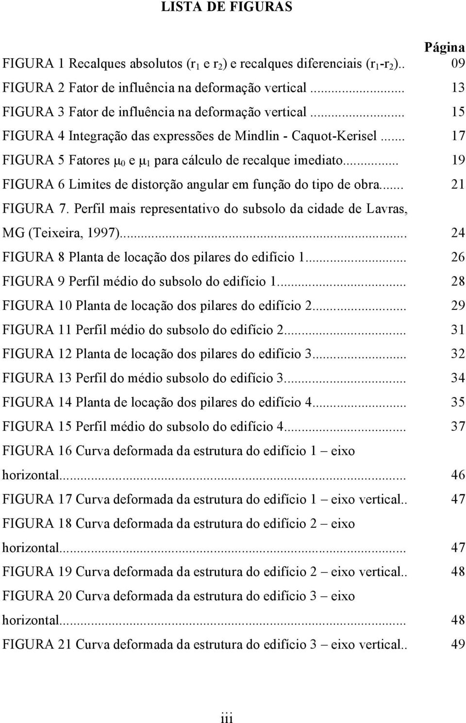 .. 19 FIGURA 6 Limites de distorção angular em função do tipo de obra... 21 FIGURA 7. Perfil mais representativo do subsolo da cidade de Lavras, MG (Teixeira, 1997).