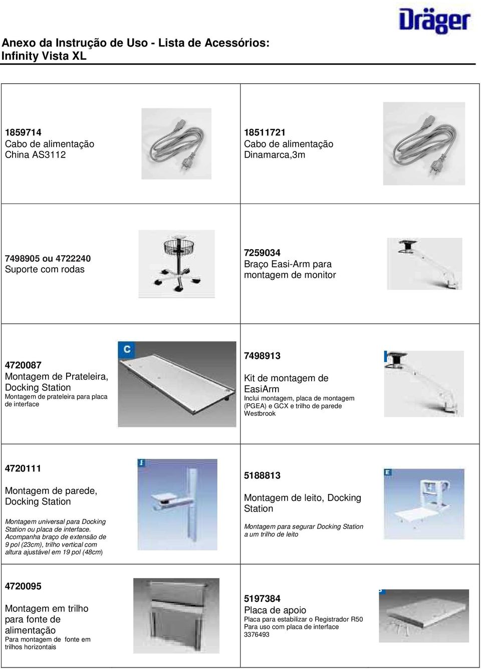 parede, Docking Station Montagem universal para Docking Station ou placa de interface.