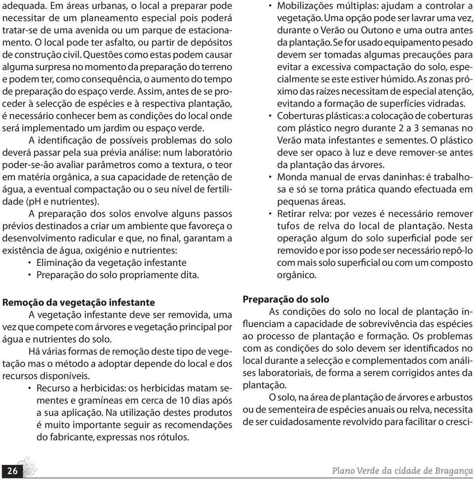 Questões como estas podem causar alguma surpresa no momento da preparação do terreno e podem ter, como consequência, o aumento do tempo de preparação do espaço verde.