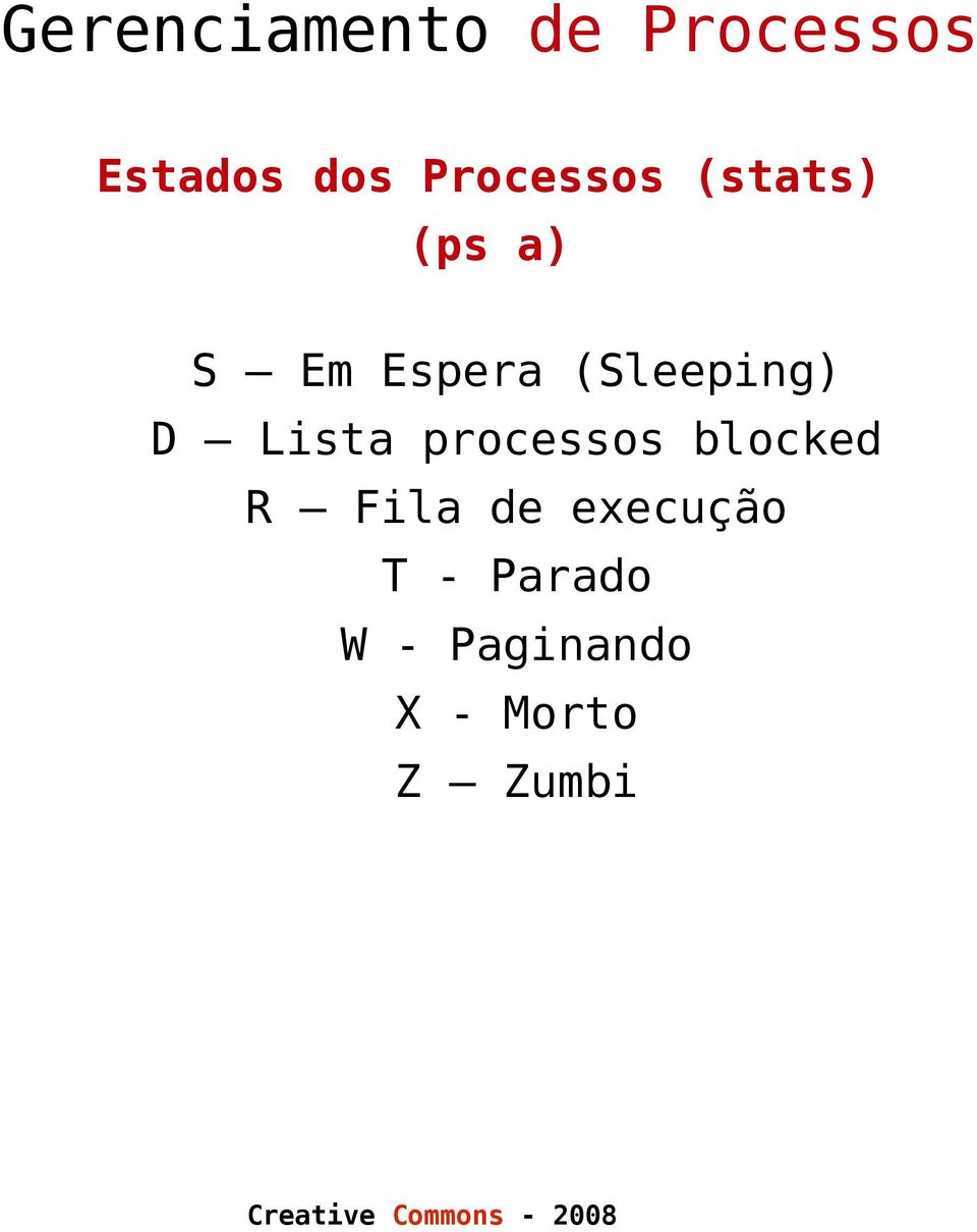 processos blocked R Fila de execução