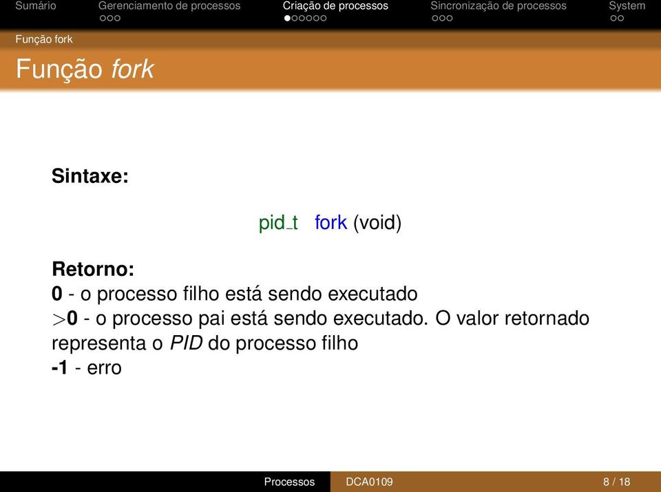 processo pai está sendo executado.