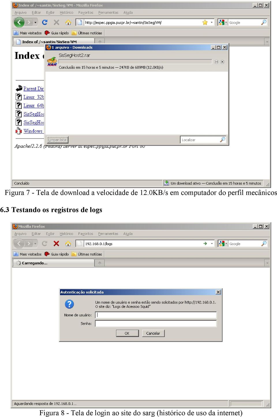 3 Testando os registros de logs Figura 8 - Tela