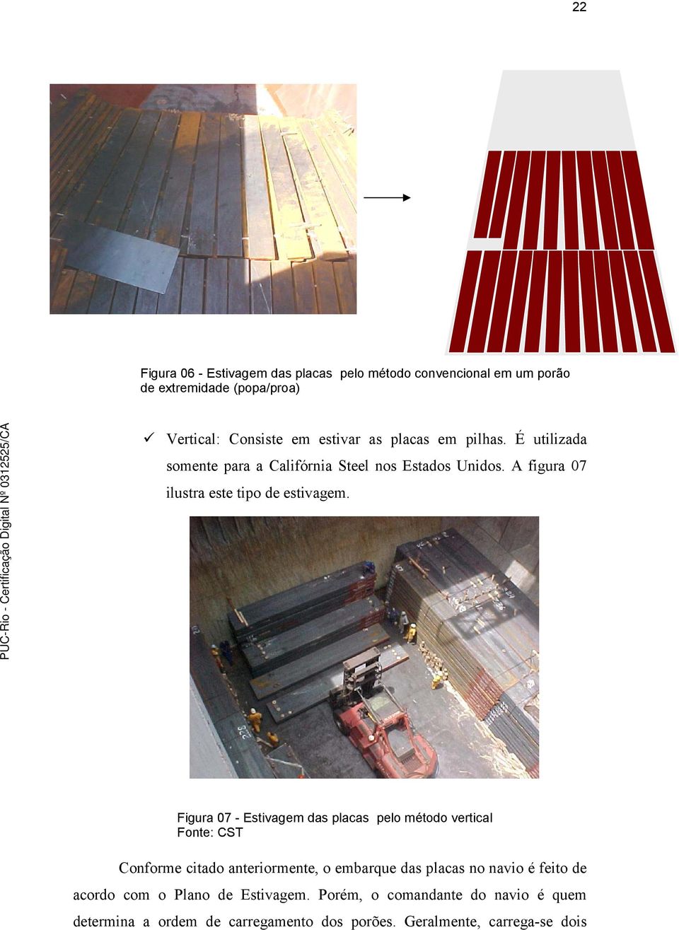 Figura 07 - Estivagem das placas pelo método vertical Conforme citado anteriormente, o embarque das placas no navio é feito de