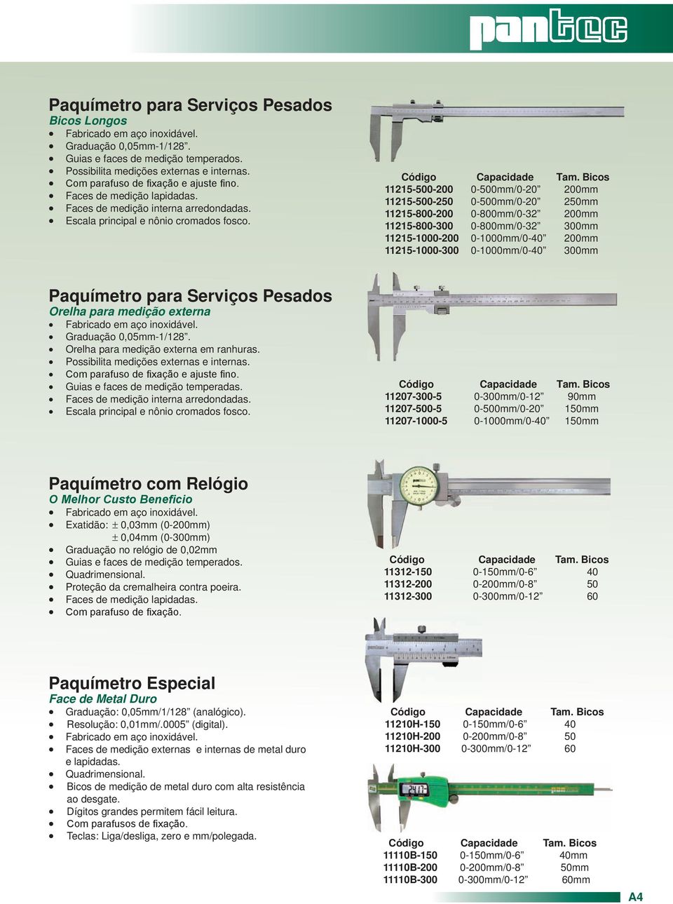 Bicos 11215-500-200 0-500mm/0-20 200mm 11215-500-250 0-500mm/0-20 250mm 11215-800-200 0-800mm/0-32 200mm 11215-800-300 0-800mm/0-32 300mm 11215-1000-200 0-1000mm/0-40 200mm 11215-1000-300