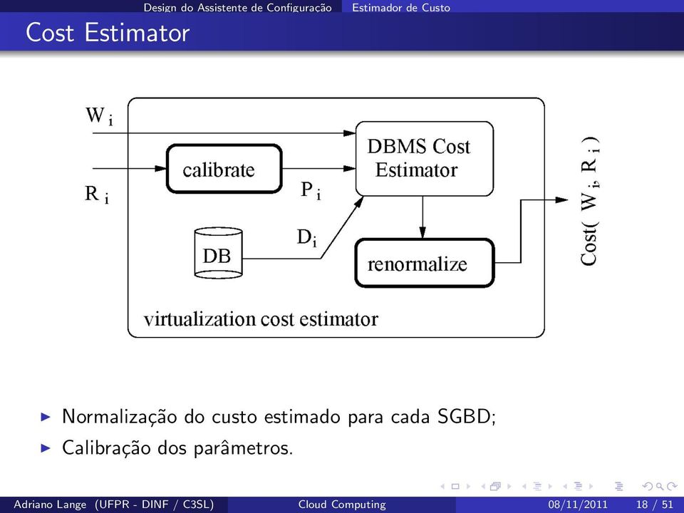 para cada SGBD; Calibração dos parâmetros.