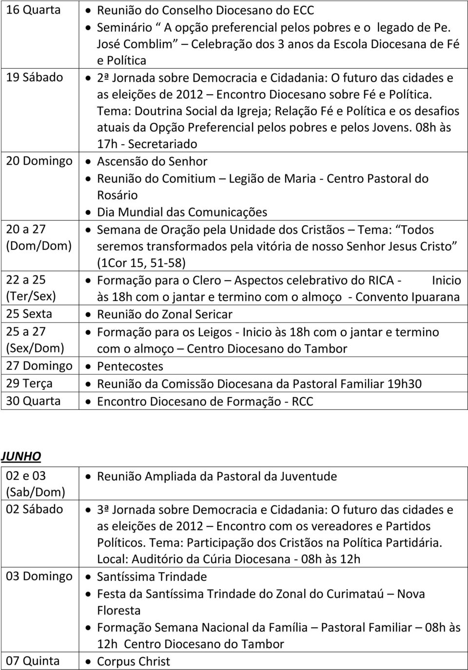 Política. Tema: Doutrina Social da Igreja; Relação Fé e Política e os desafios atuais da Opção Preferencial pelos pobres e pelos Jovens.