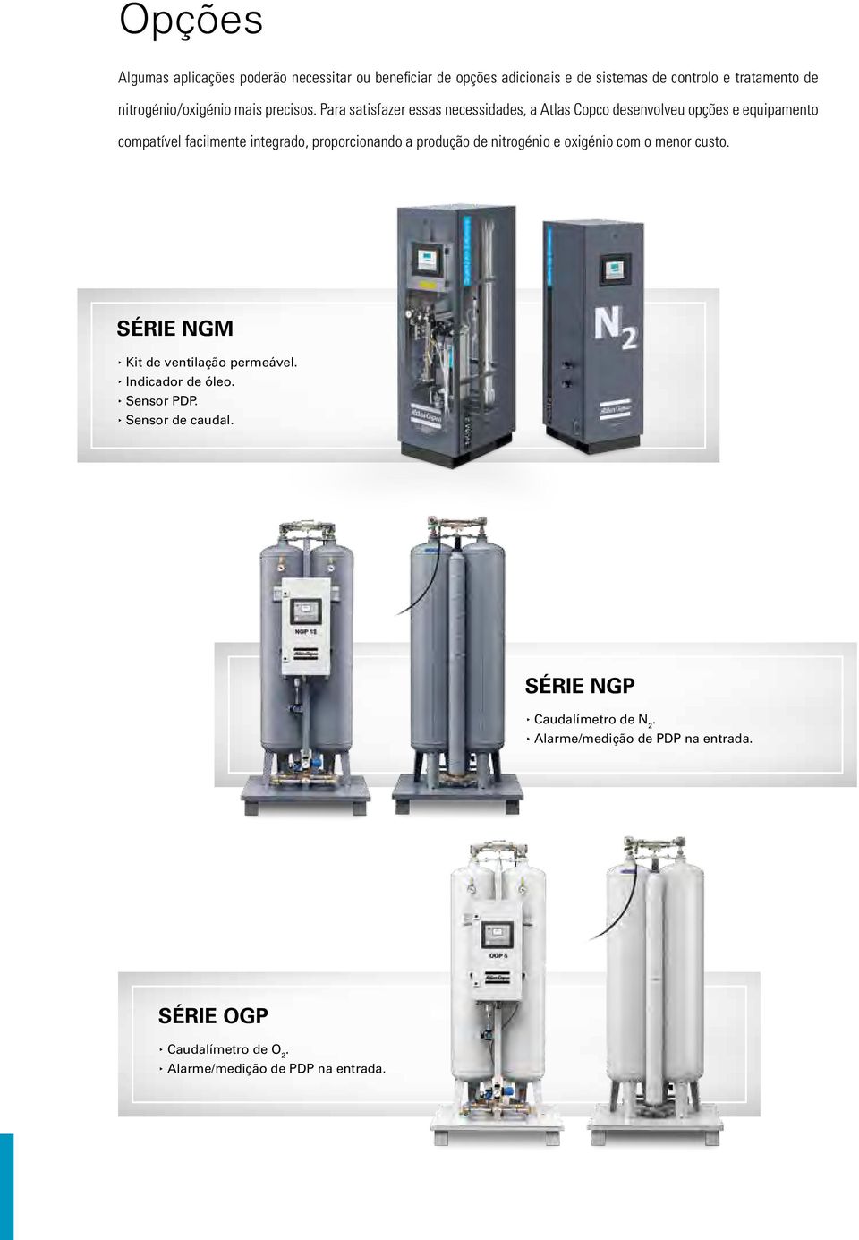 Para satisfazer essas necessidades, a Atlas Copco desenvolveu opções e equipamento compatível facilmente integrado, proporcionando a