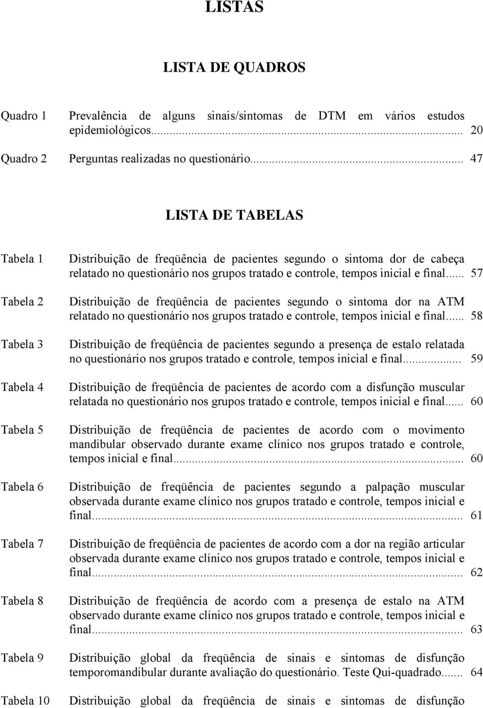 questionário nos grupos tratado e controle, tempos inicial e final.