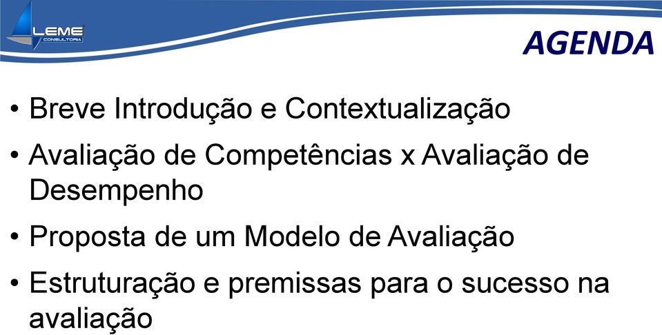 Proposta de um Modelo de Avaliação AGENDA