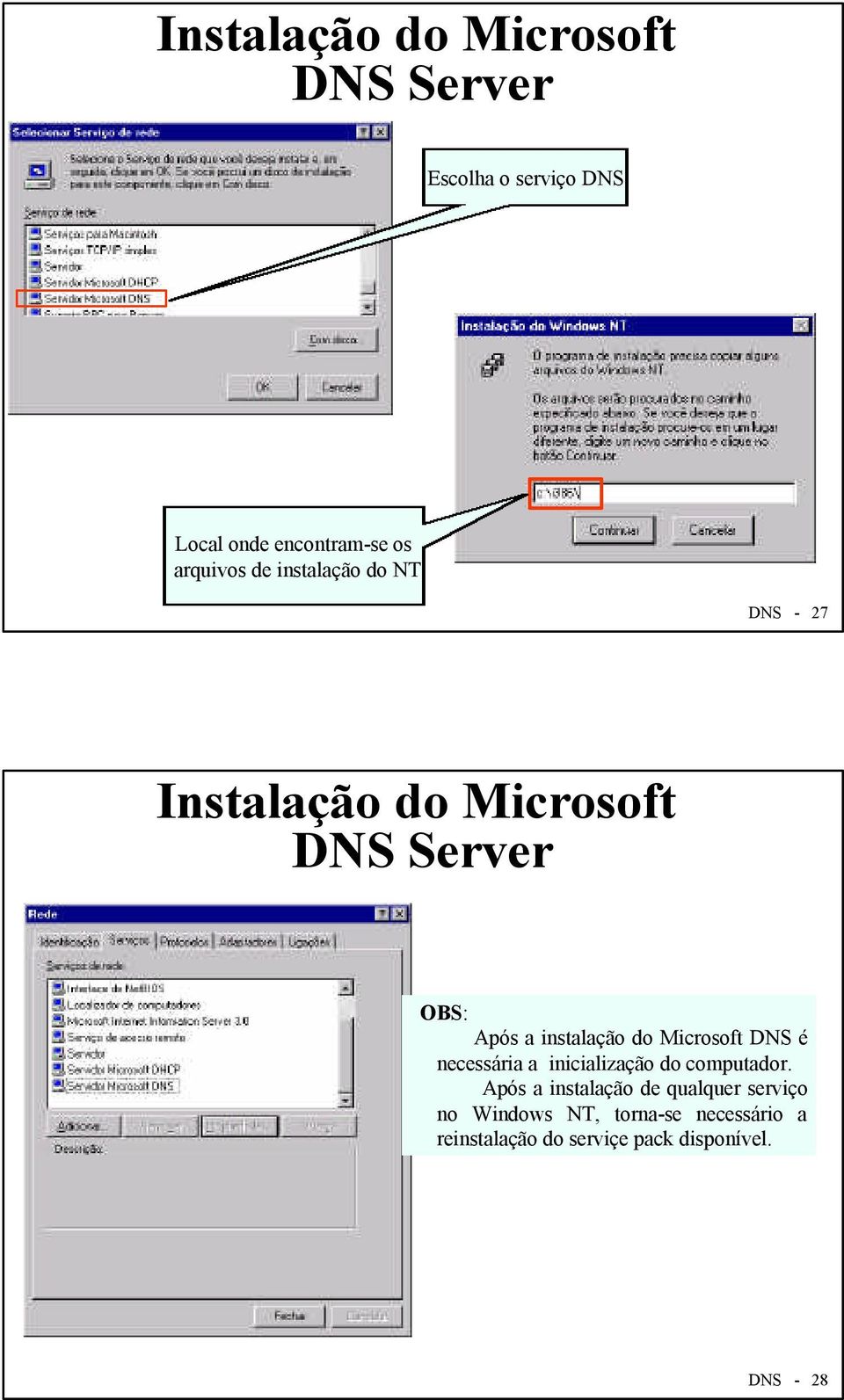instalação do Microsoft DNS é necessária a inicialização do computador.