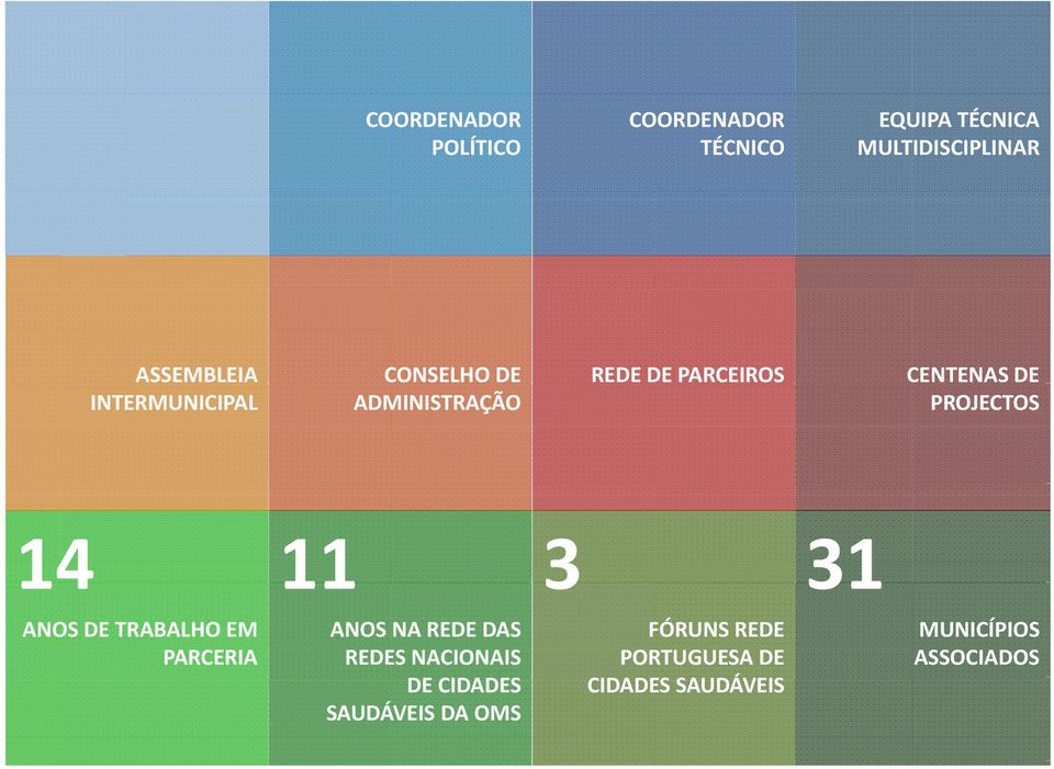 PROJECTOS 14 11 3 31 ANOS DE TRABALHO EM PARCERIA ANOS NA REDE DAS REDES NACIONAIS