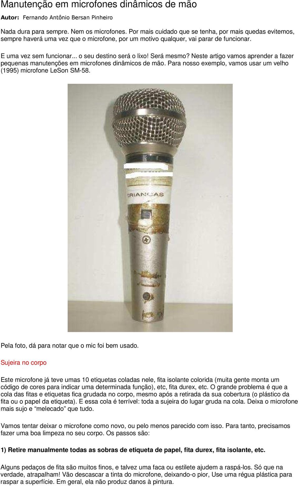 Manutenção em microfones dinâmicos de mão - PDF Free Download