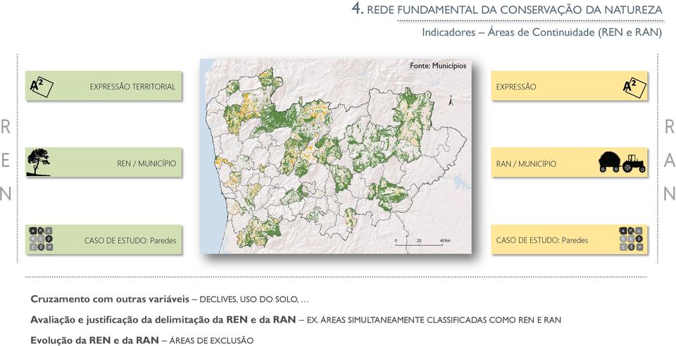 DE ESTUDO: Paredes Cruzamento com outras variáveis DECLIVES, USO DO SOLO, Avaliação e justificação da