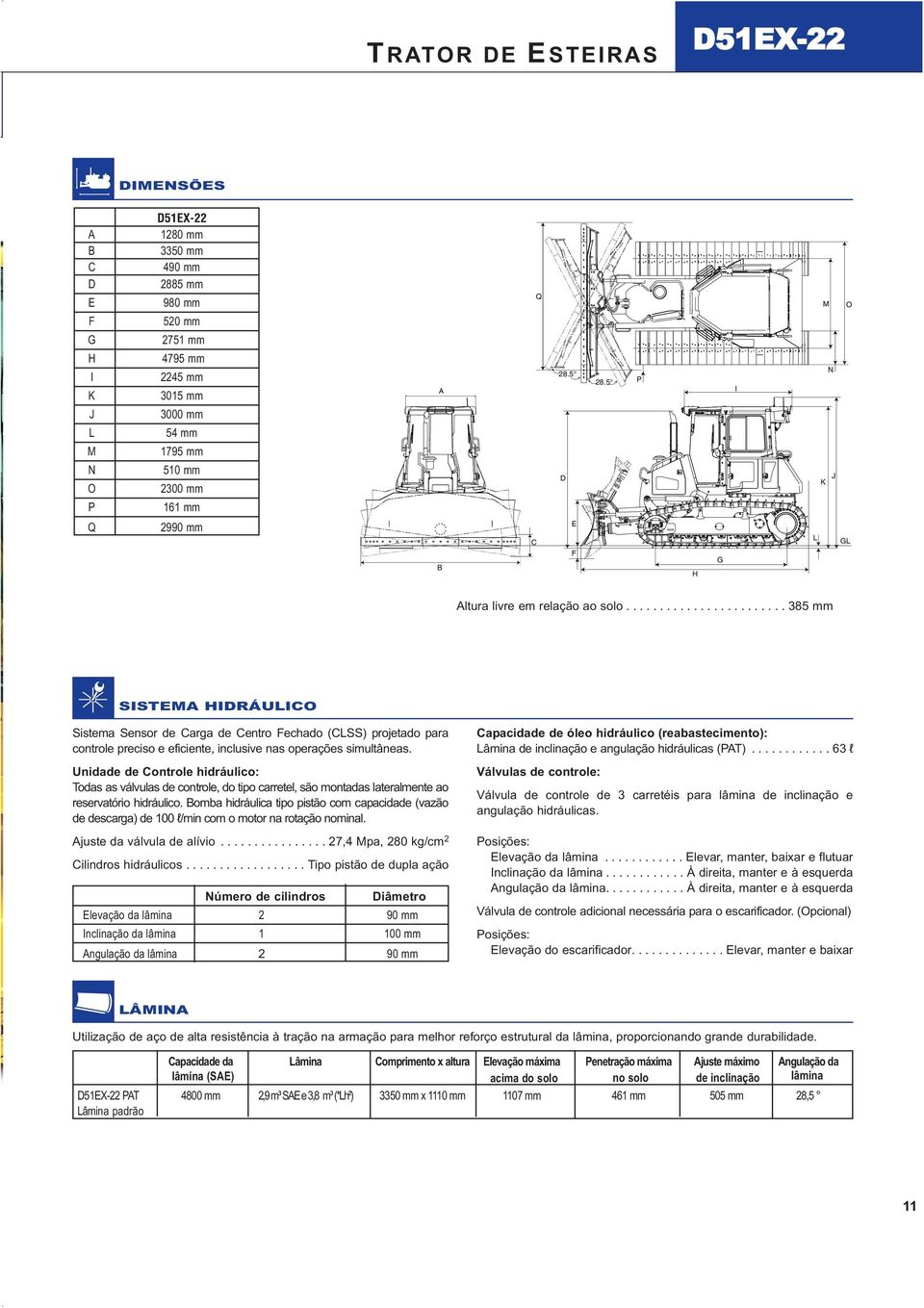 ....................... 385 mm SISTEMA HIDRÁULICO Sistema Sensor de Carga de Centro Fechado (CLSS) projetado para controle preciso e eficiente, inclusive nas operações simultâneas.