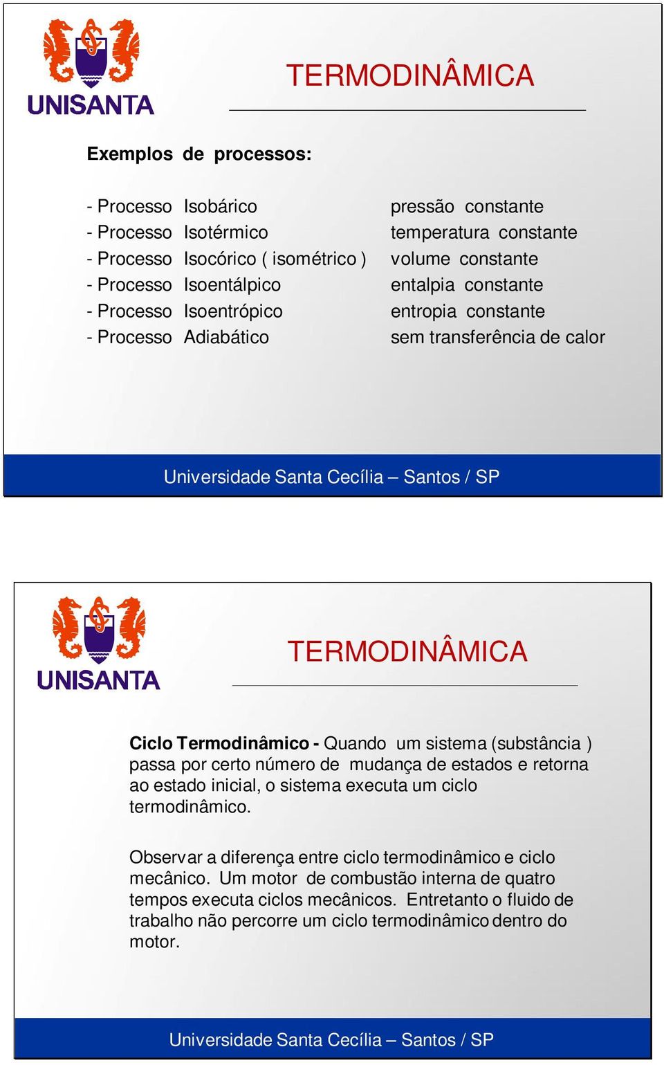 (substância ) passa por certo número de mudança de estados e retorna ao estado inicial, o sistema executa um ciclo termodinâmico.